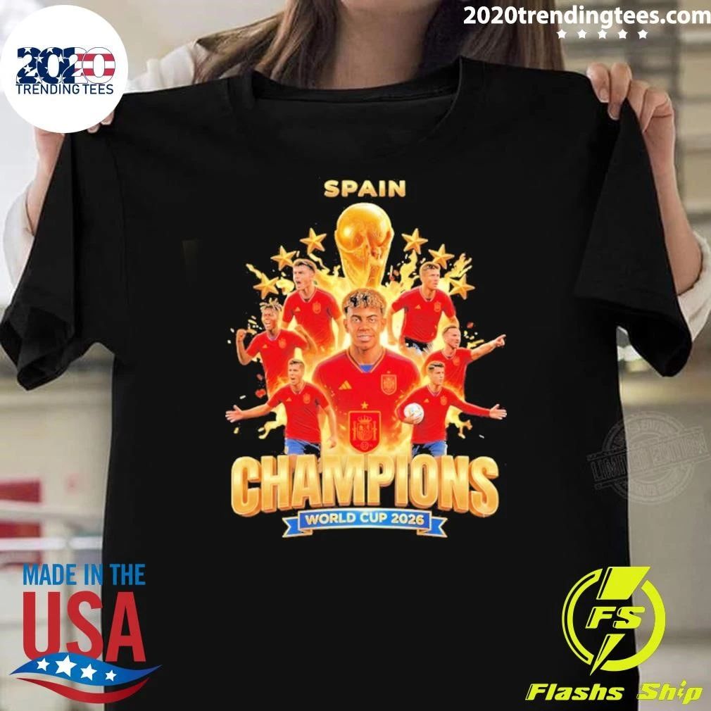 Spain Soccer La Roja Gold Trophy 2026 World Cup Winners Champions Shirt