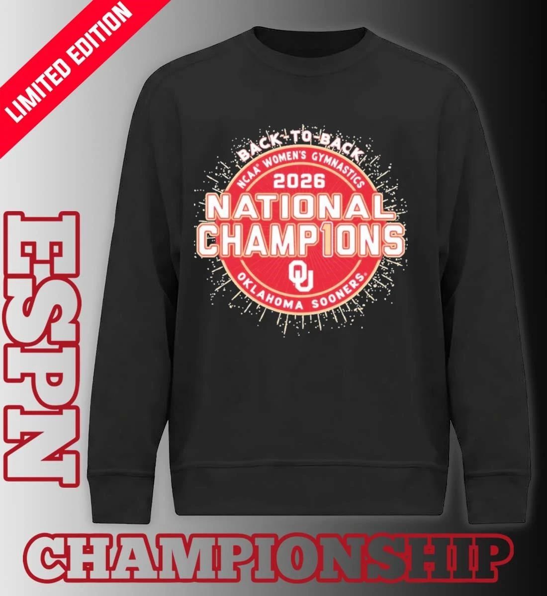 Oklahoma Sooners Back-To-Back NCAA Women’s Gymnastics National Champions T- Shirt