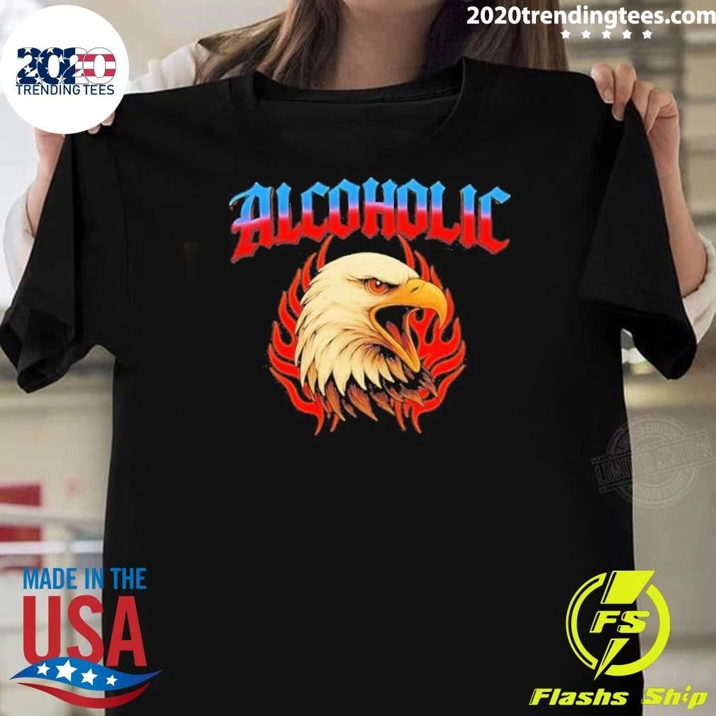 Alcoholic Eagle With Flames Bird Graphic Shirt
