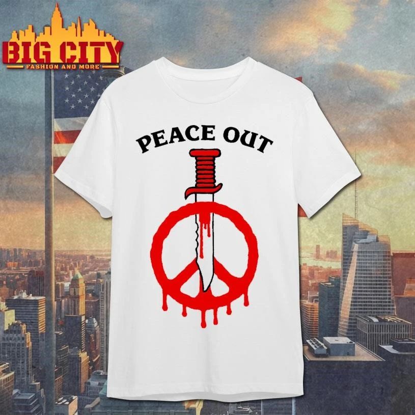 Peace Out Dagger Stabbing Peace Sign Dripping Blood Shirt