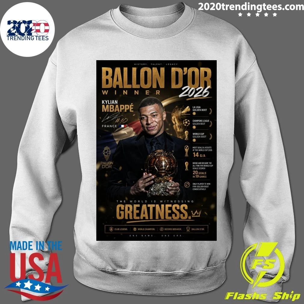 Kylian Mbappe Ballon d’Or 2026 Winner Golden Boot World Cup Champion Signature Shirt