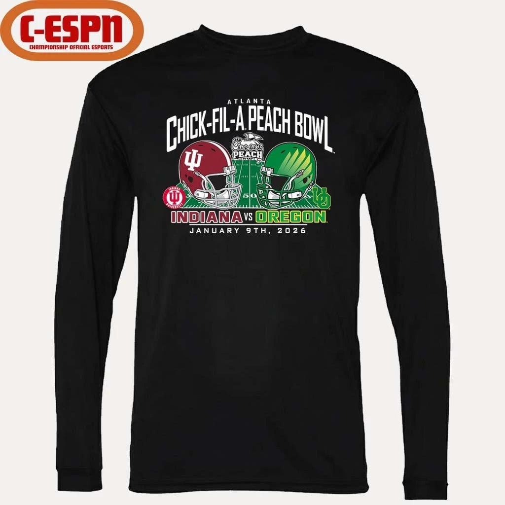 Indiana Vs Oregon 2026 CFP Semifinal Peach Bowl Helmet Matchup T-Shirt