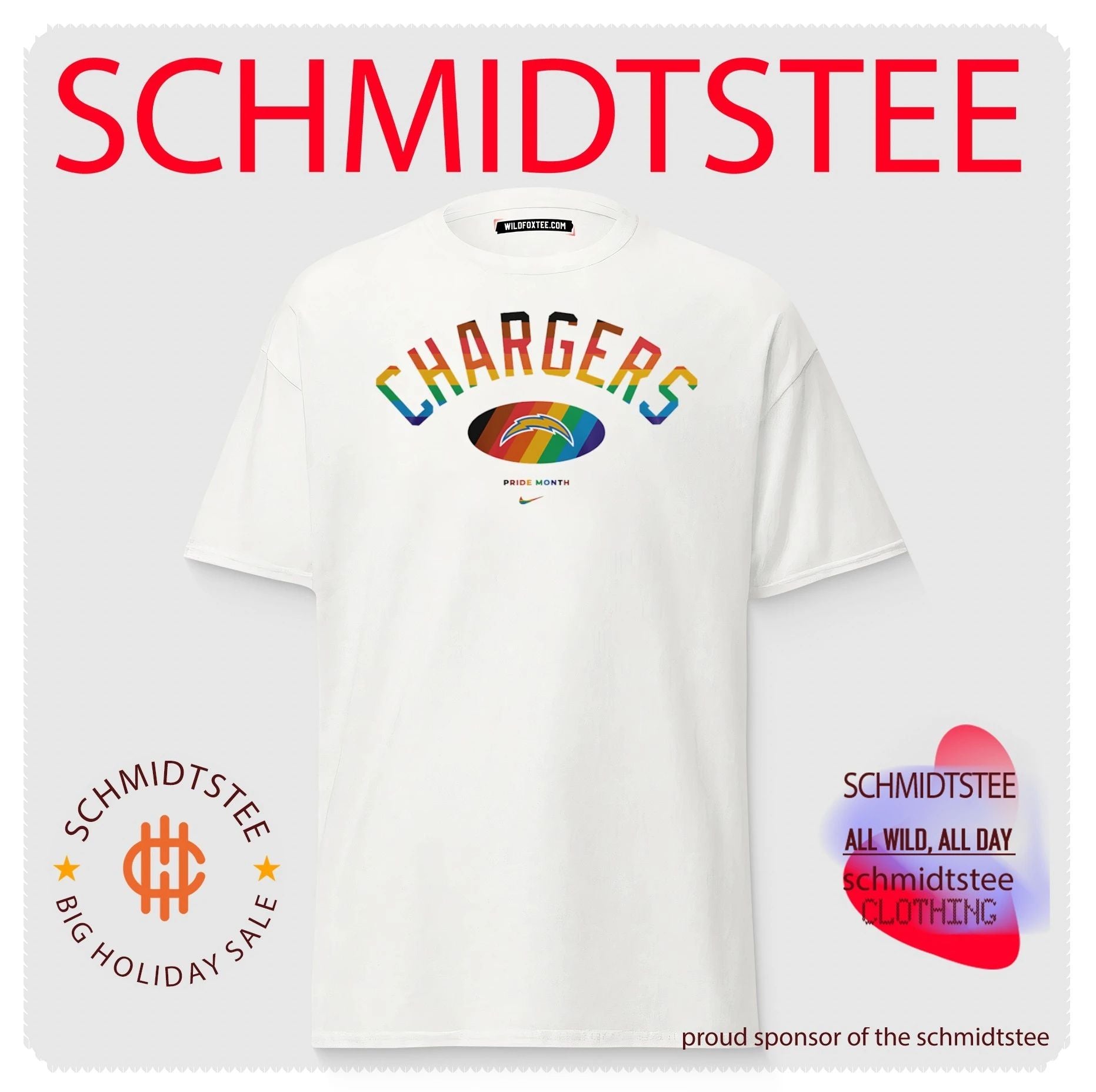 Los Angeles Chargers Pride Month Rainbow logo shirt