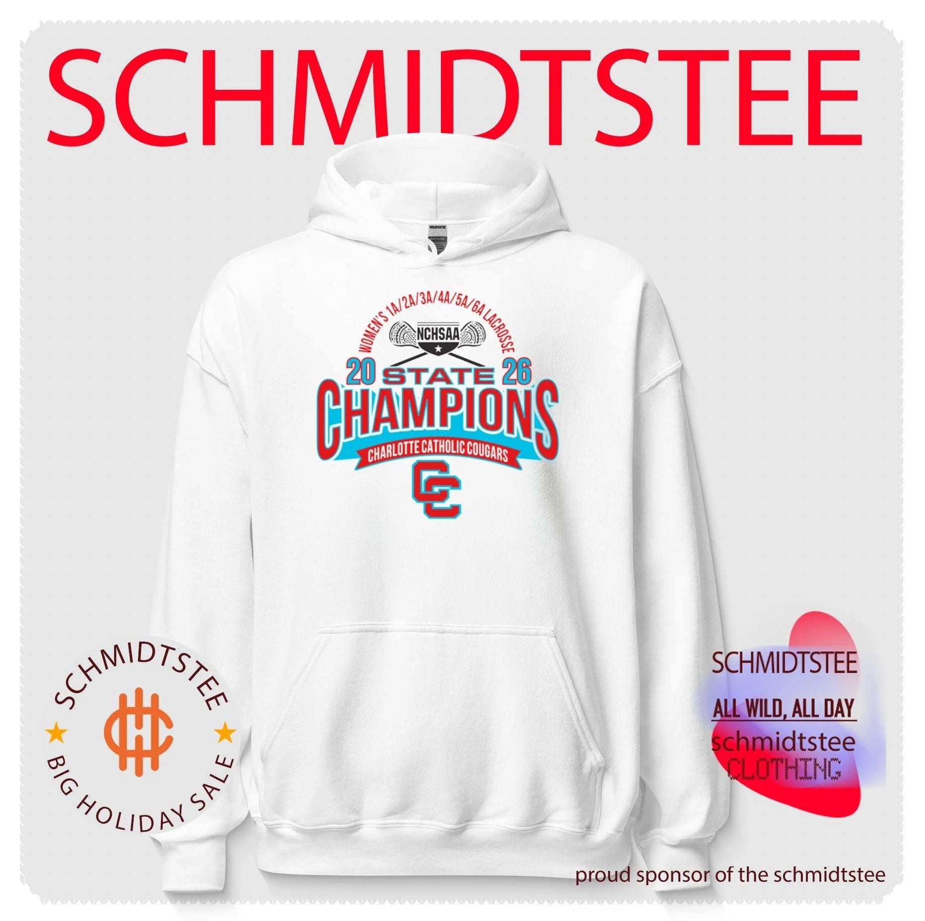 Charlotte Catholic Cougars 2026 NCHSAA Women’s 1A to 6A Lacrosse Champions shirt