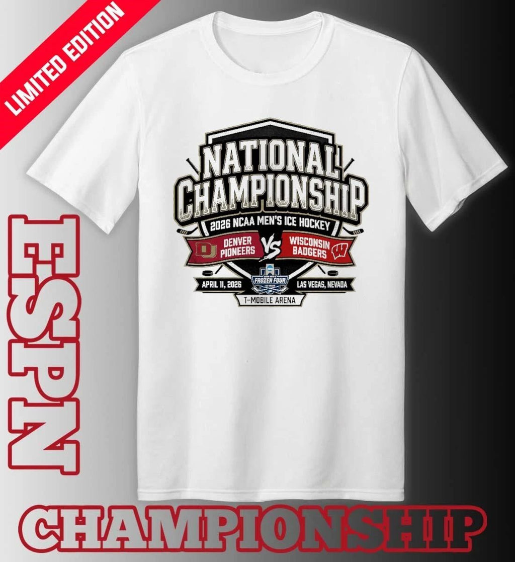 Denver Vs Wisconsin 2026 NCAA DI Men’s Ice Hockey National Championship Las Vegas T-Shirt