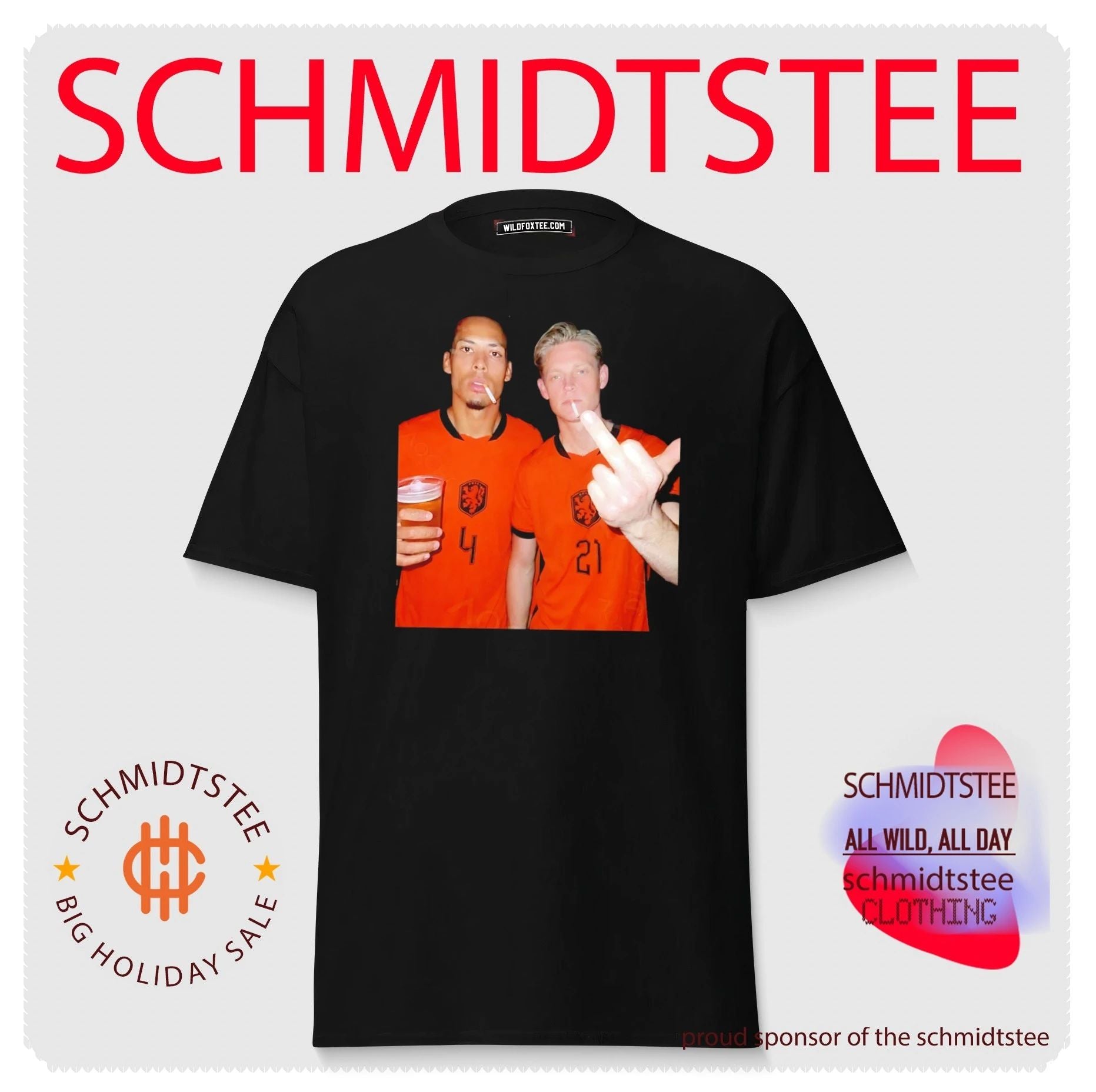 Virgil van Dijk and Frenkie de Jong Netherlands middle finger shirt