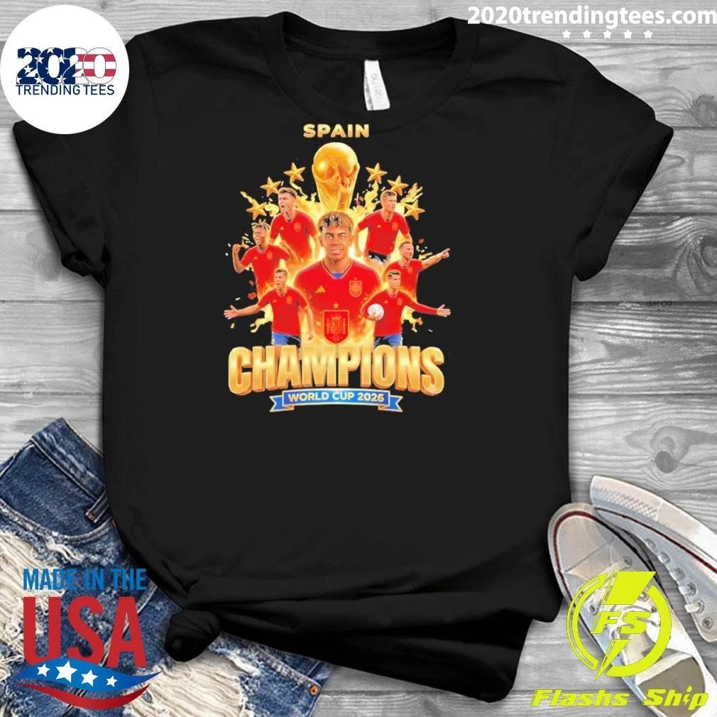 Spain Soccer La Roja Gold Trophy 2026 World Cup Winners Champions Shirt