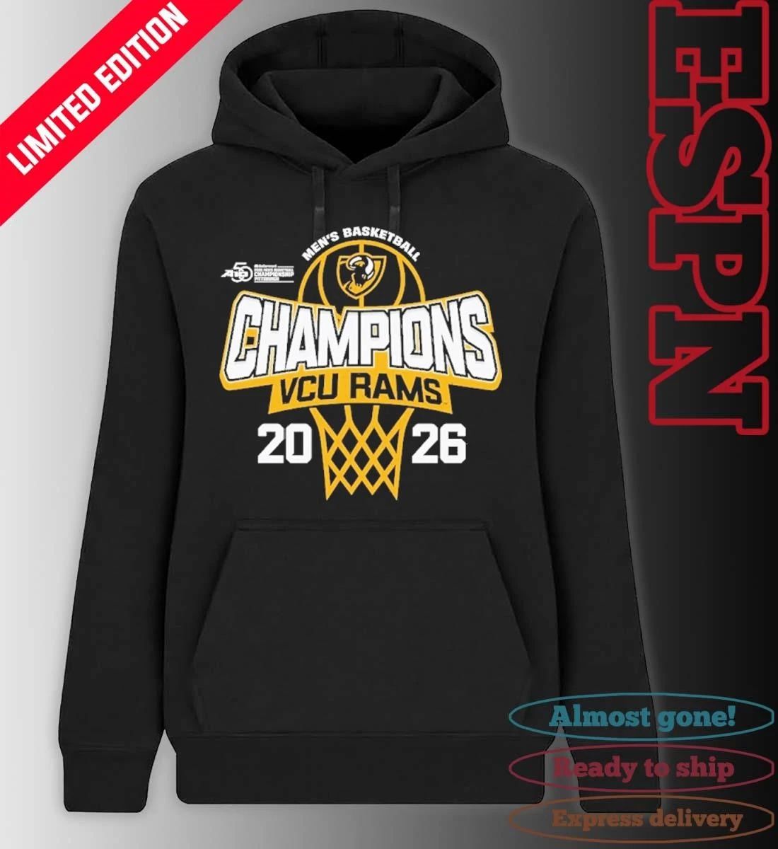 VCU Rams A-10 Men’s Basketball Tournament Champions Official T-Shirt