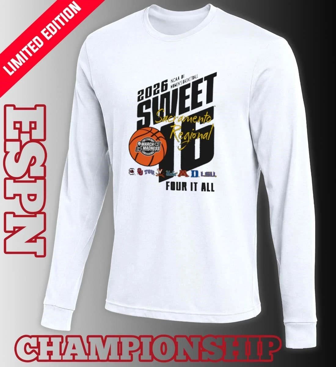 Sacramento 2026 NCAA DI Women’s Basketball Regional Sweet Sixteen Shirt