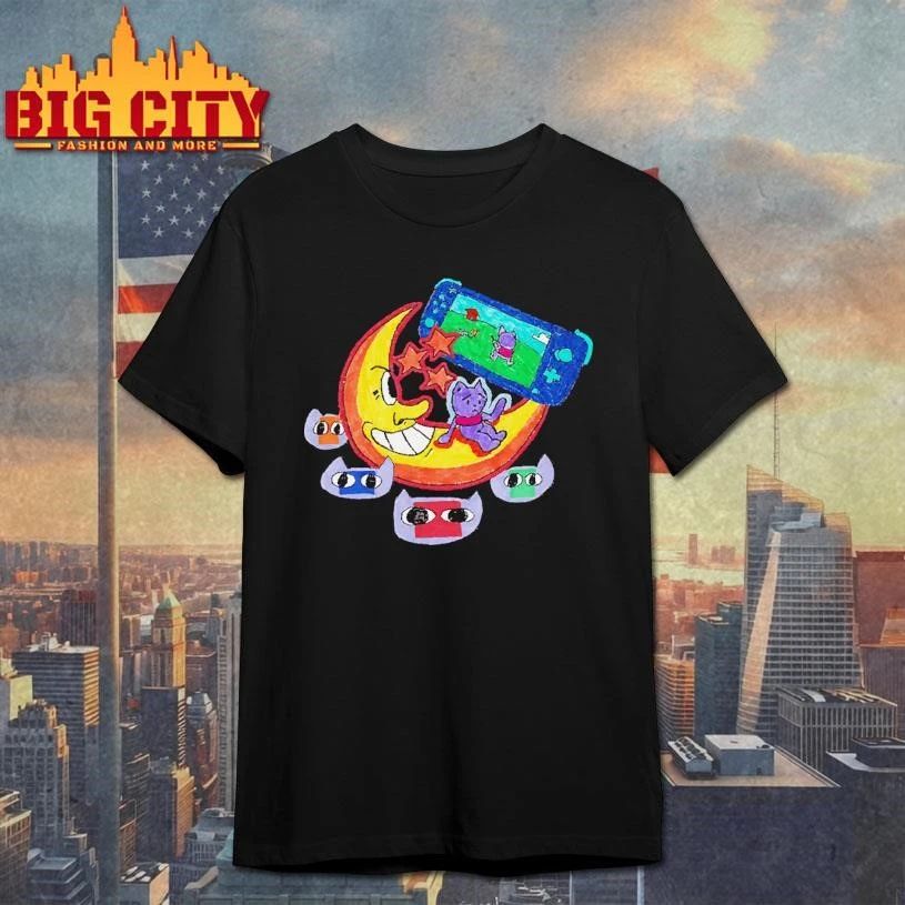 Cute Purple Cat Gaming Crescent Moon Handheld Game Console Cute Shirt