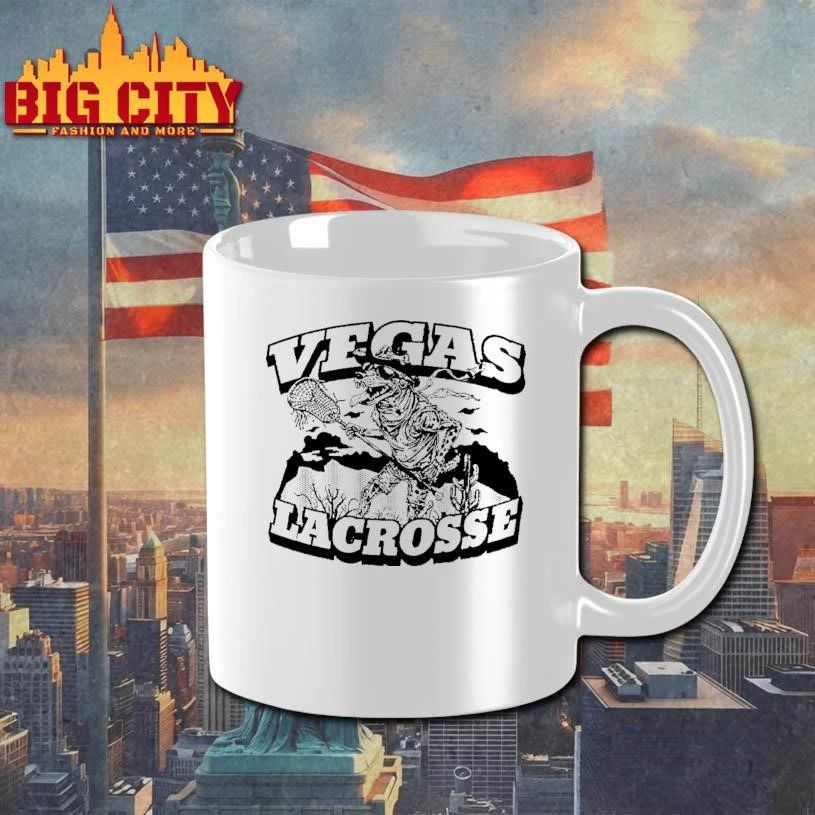 Vegas Lacrosse Dog Playing Lacrosse In Desert White Shirt