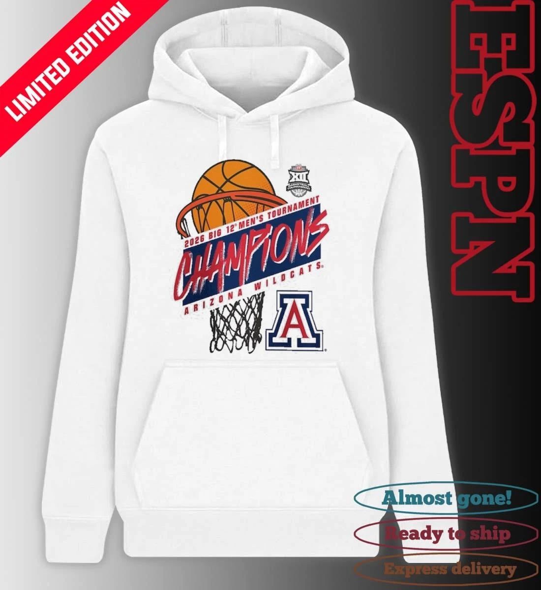 Arizona Wildcats 2026 Big 12 Men’s Basketball Tournament Champions Official T-Shirt