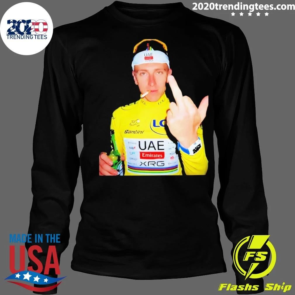 Tour de France Tadej Pogačar Yellow Jersey Middle Finger Shirt