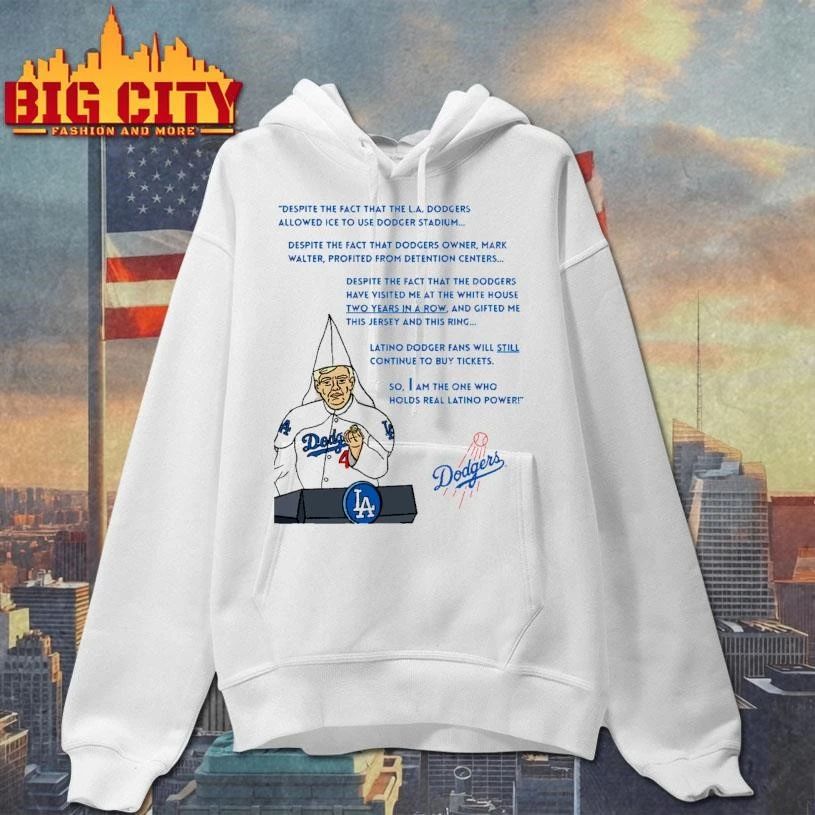 Political Satire Donald Trump LA Dodgers KKK Hood Graphic T-shirt