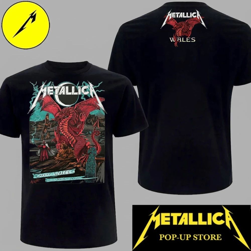 Metallica Red Dragon Two Sides Band Tee Principality Stadium Cardiff 28 June 2026