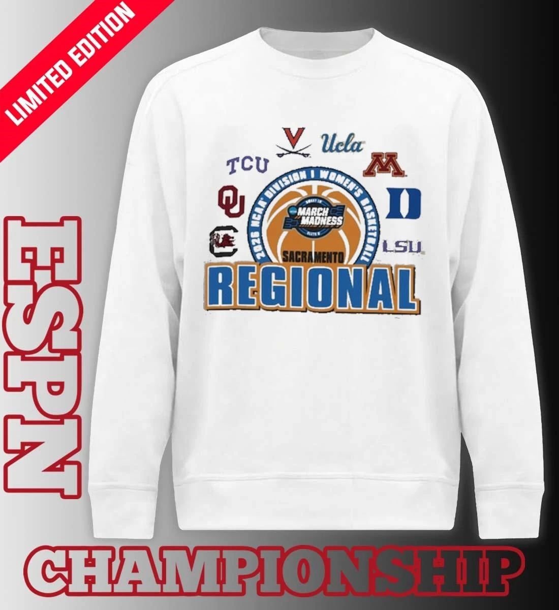 2026 NCAA DI Women’s Basketball Tournament March Madness Sacramento Regional Teams T-Shirt