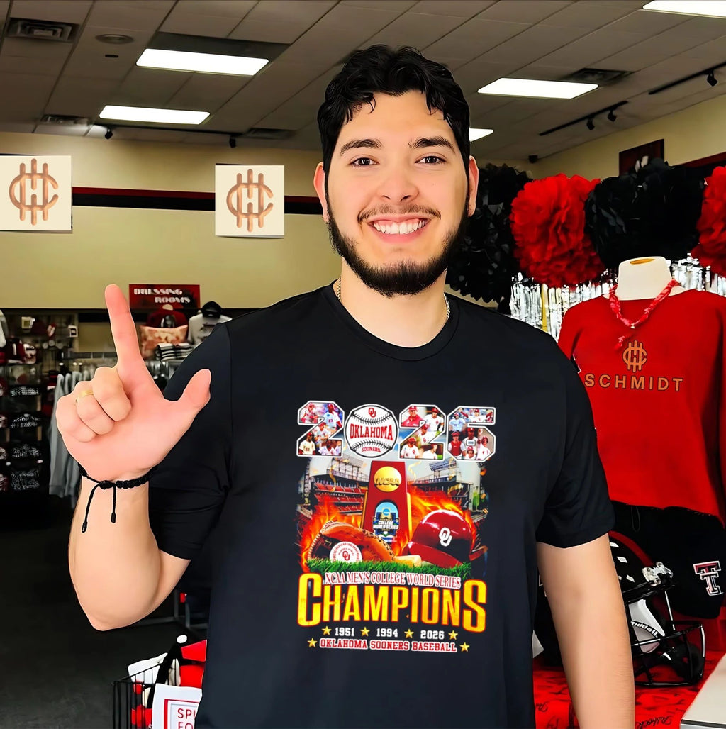 Oklahoma Sooners baseball 2026 MCWS Champions helmet trophy shirt