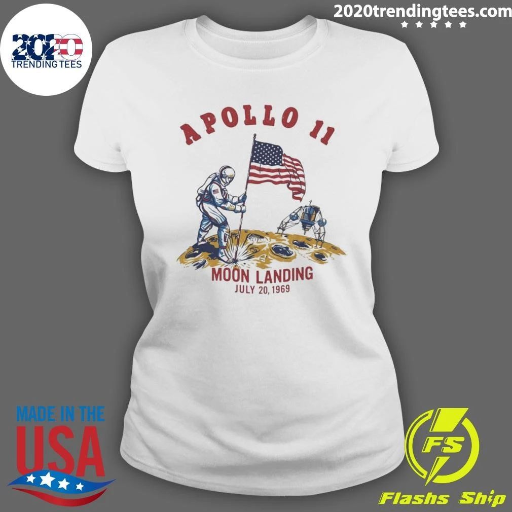 Apollo 11 Moon Landing Astronaut Flag July 20 1969 Neil Armstrong Artemis 11 Space X Nasa Shirt