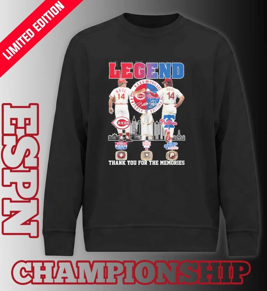 Legend Pete Rose Reds And Phillies Shirt