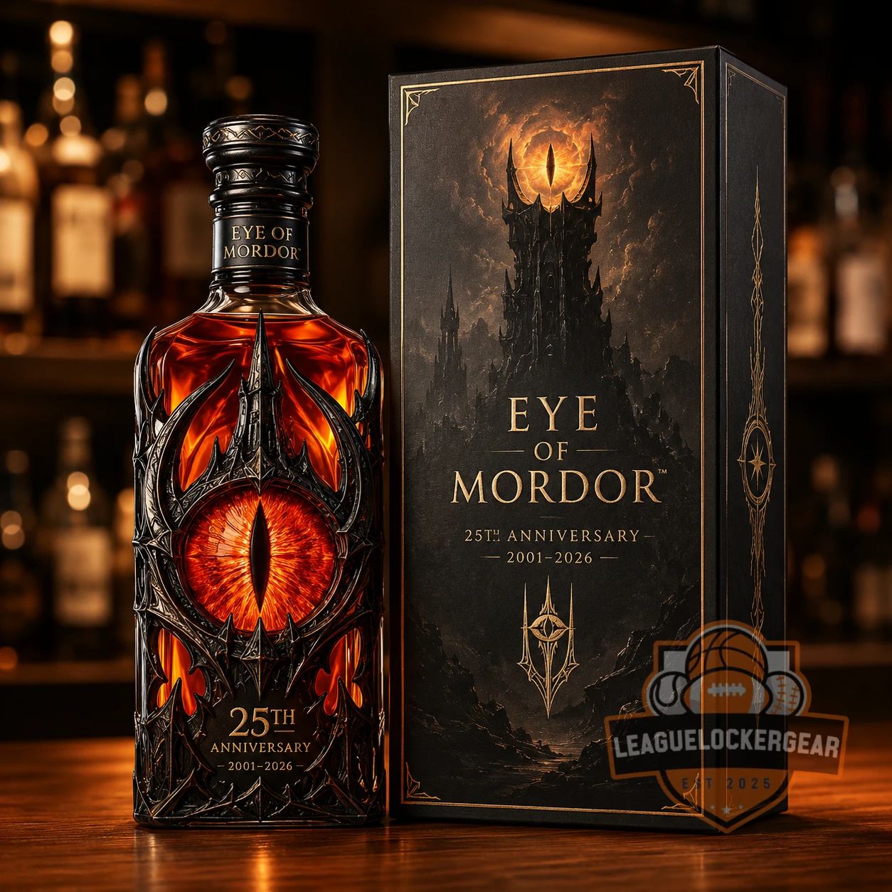 Eye of Mordor 25th Anniversary Whiskey Bottle
