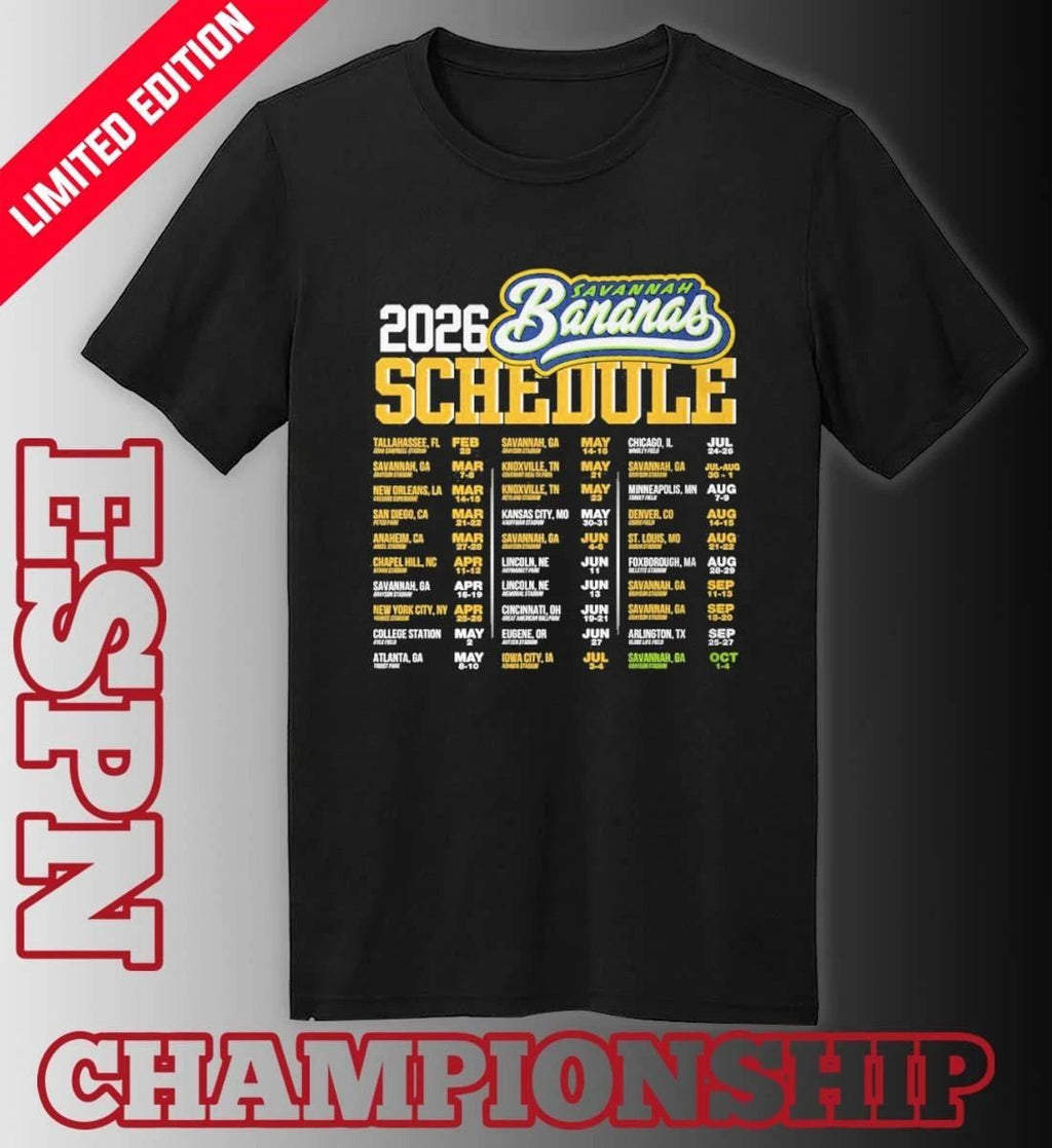 Savannah Bananas 2026 World Tour Bananas Schedule Shirt