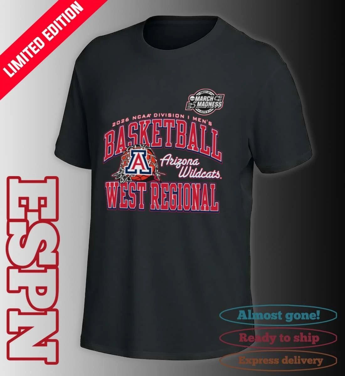 Arizona Wildcats 2026 NCAA DI Men’s Basketball Sweet 16 – West Regional T-Shirt