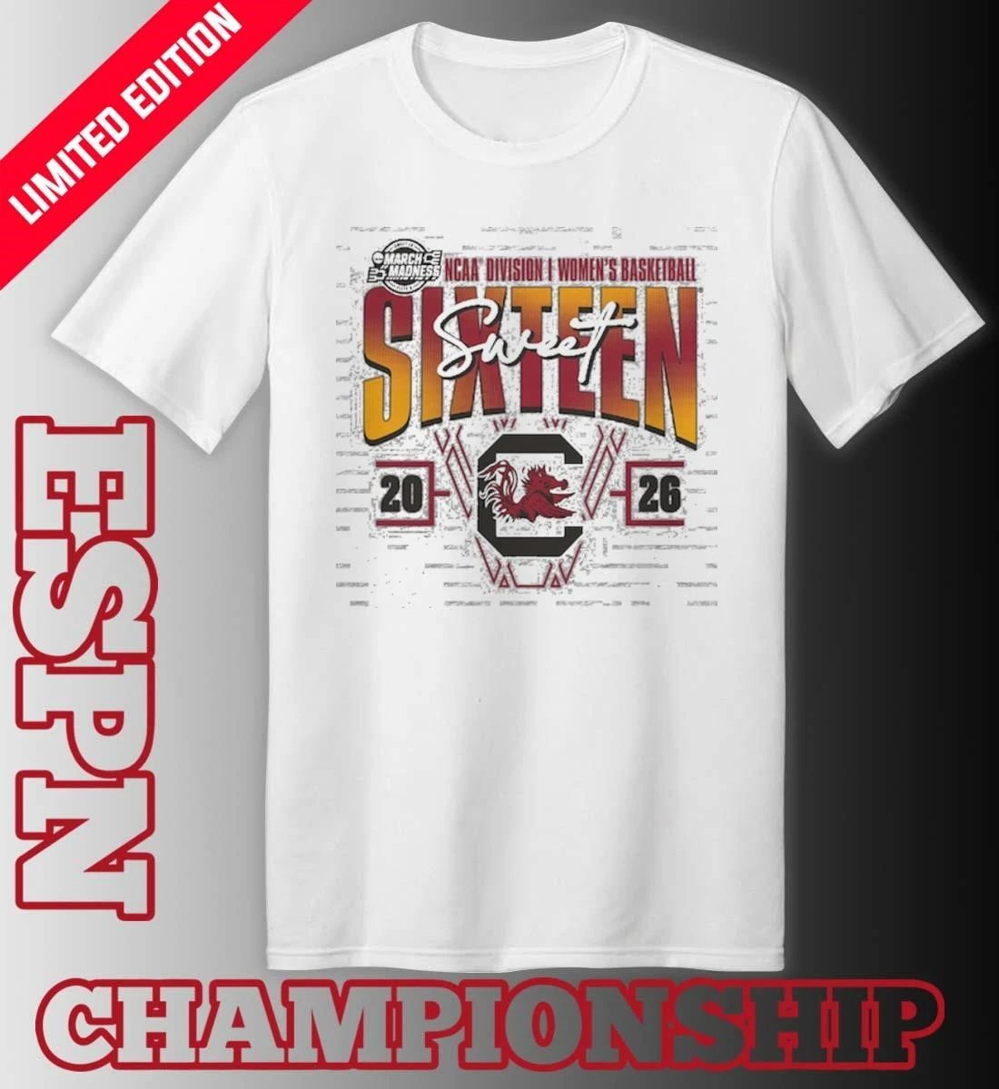 South Carolina Gamecocks 2026 NCAA Women’s Basketball Tournament March Madness Sweet 16 Court Shot T-Shirt