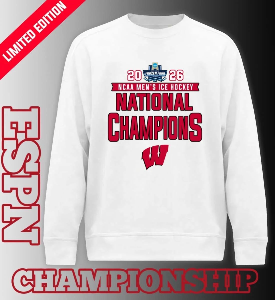 2026 NCAA Men’s Ice Hockey National Champions Wisconsin Badgers T-Shirt