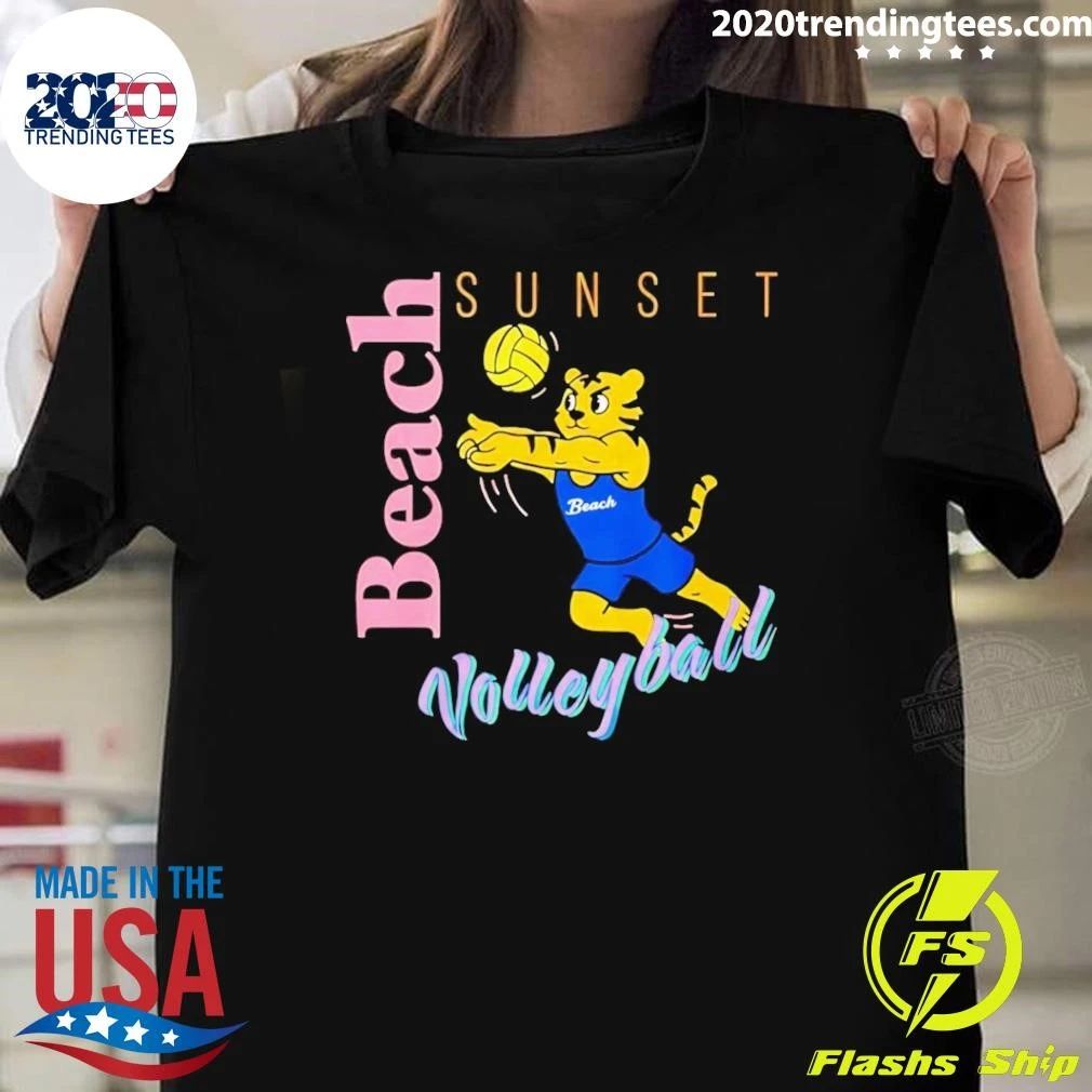 Jeff Cole Sunset Beach Volleyball Tiger Mascot Tee Shirt