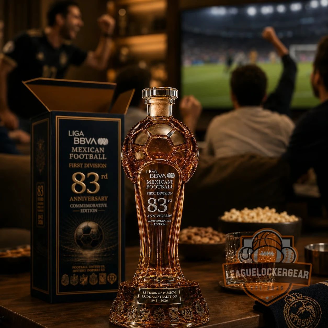 Liga MX 83rd Anniversary Trophy Whiskey Bottle