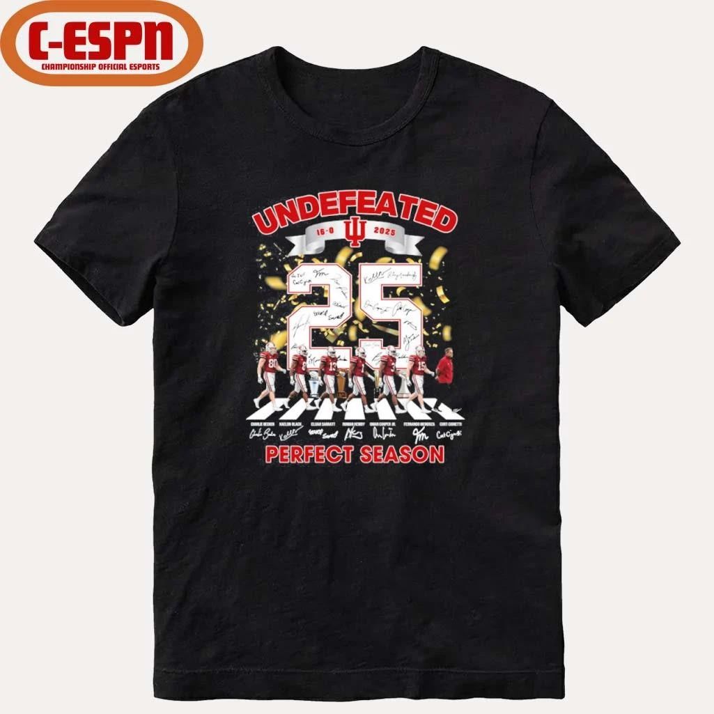 Undefeated 16-0 IU Hoosiers Abbey Road Perfect Season T-Shirt