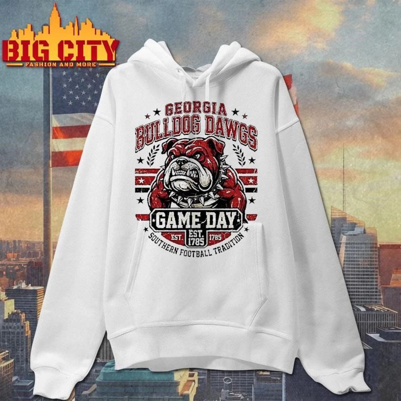 Southern Football Tradition Georgia Bulldog Dawgs Game Day Est 1785 White Shirt