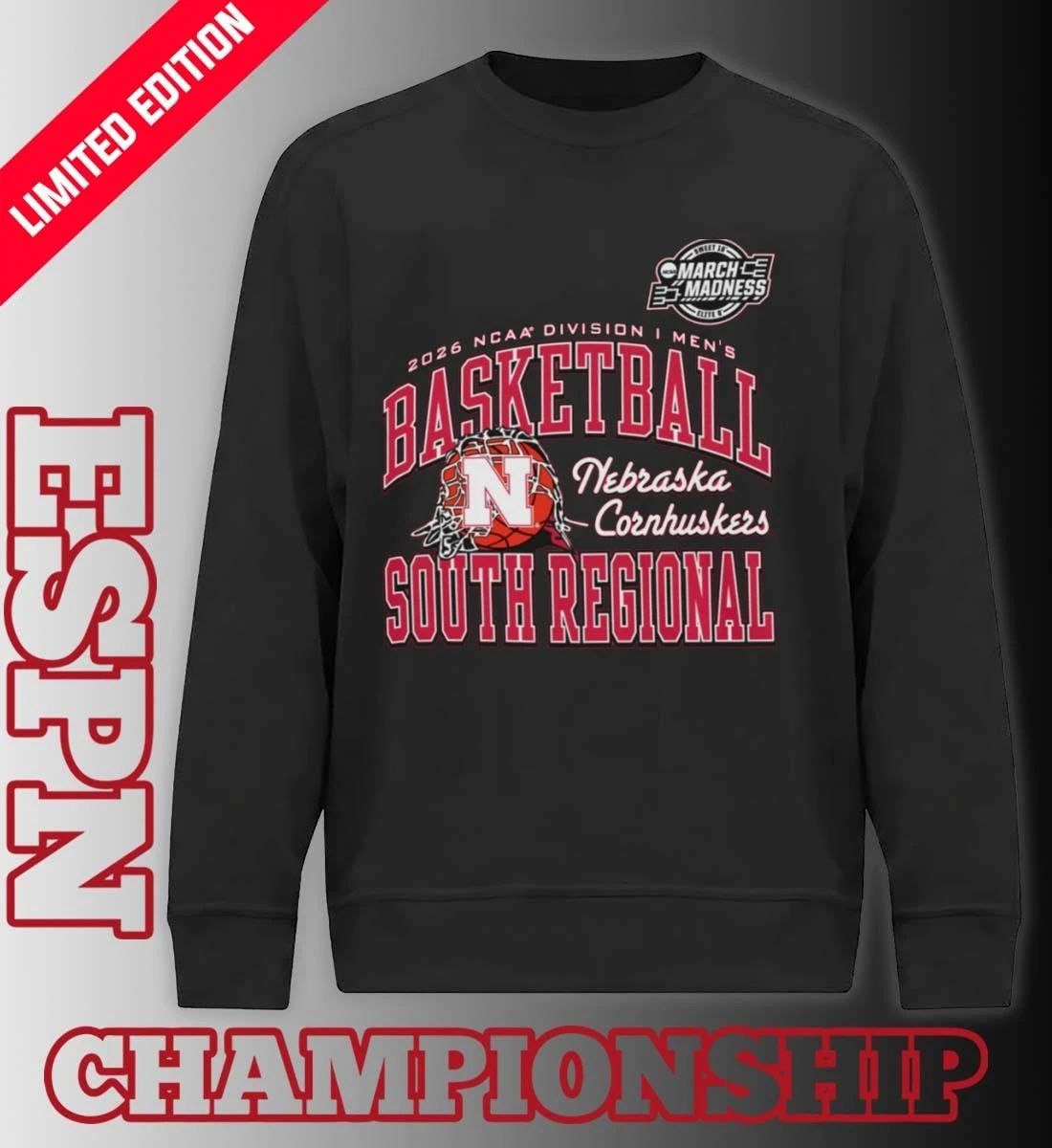 Nebraska Cornhuskers 2026 NCAA DI Men’s Basketball Sweet 16 – South Regional T-Shirt