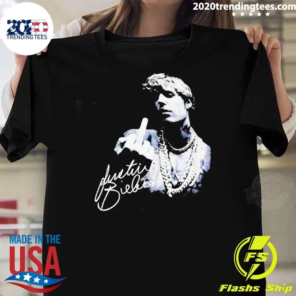 Justin Bieber Middle Finger Singer Signature Vintage Shirt