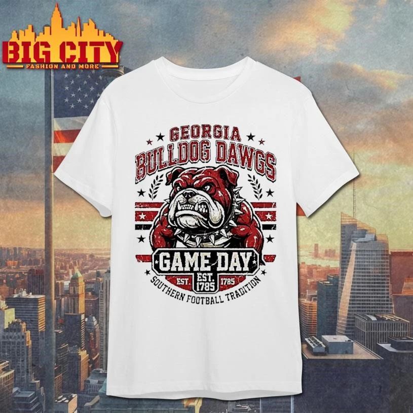 Southern Football Tradition Georgia Bulldog Dawgs Game Day Est 1785 White Shirt