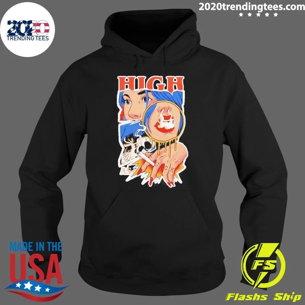 High as Fuck Smoking Skull Woman stoner shirt