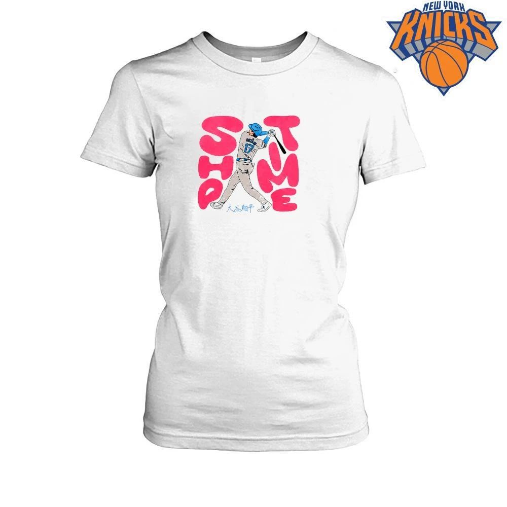 Shohei Ohtani Sho Time Los Angeles Dodgers Baseball Pink Lettering T Shirt