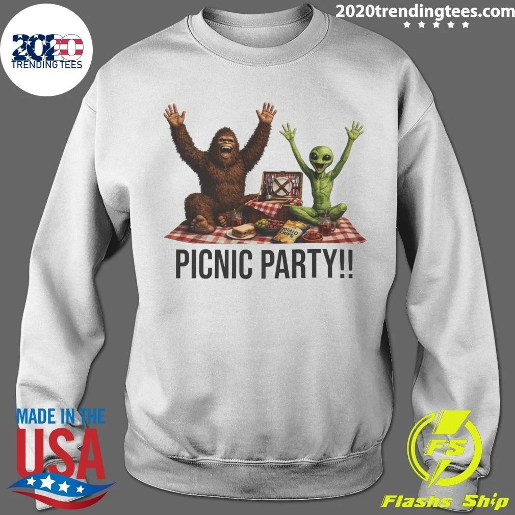 Bigfoot and Alien Picnic Party Shirt