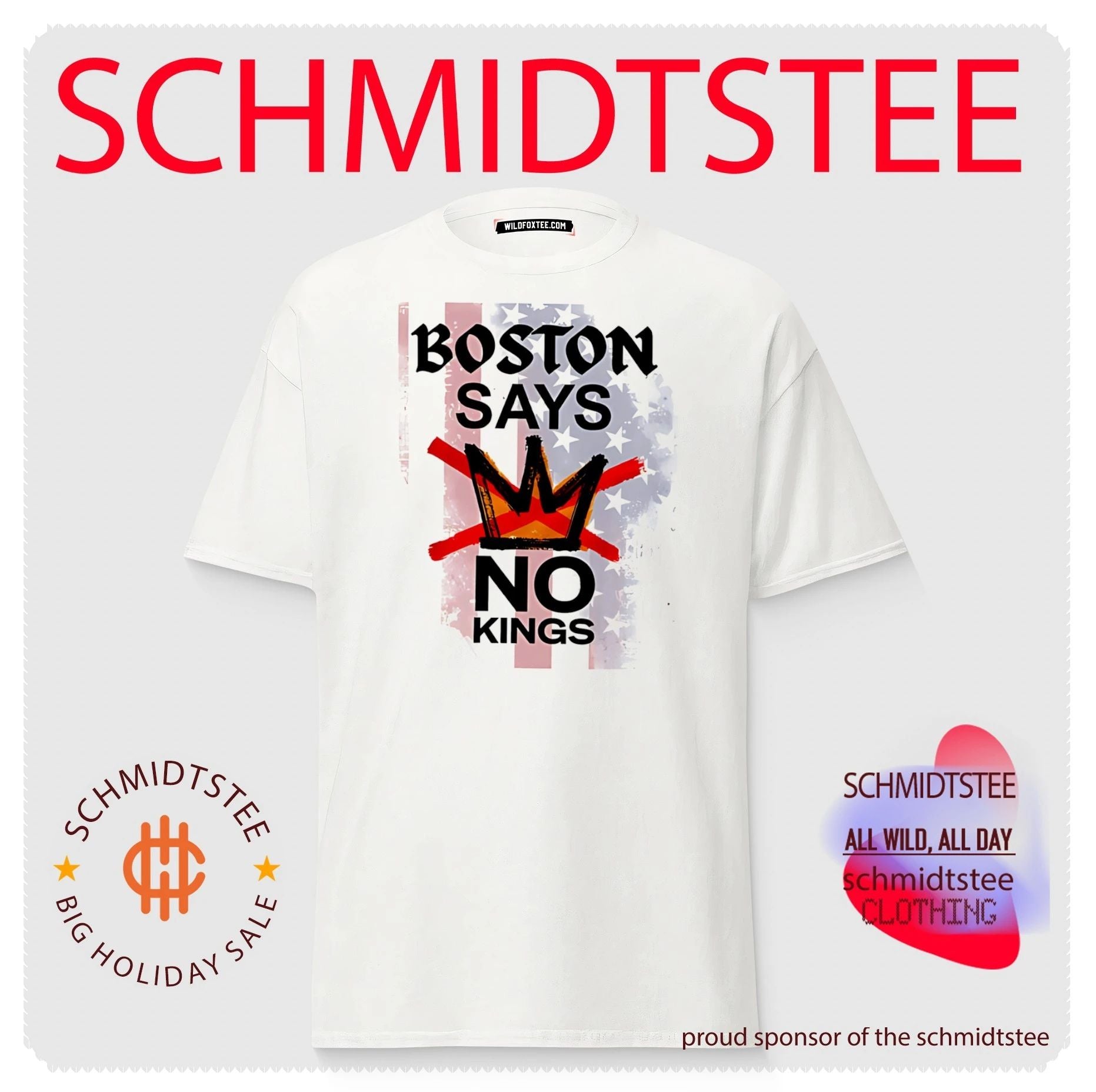 Boston says no kings with crown graphic shirt