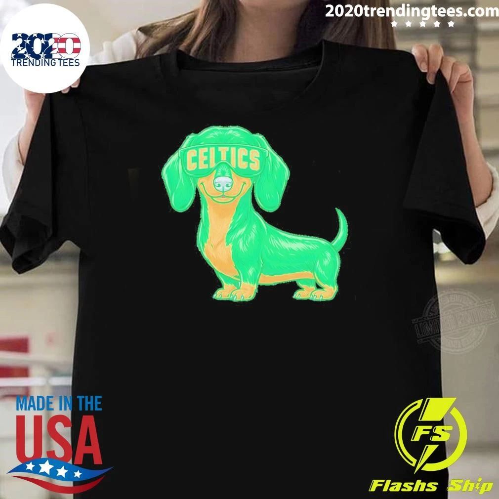 Boston Celtics Dachshund Dog cartoon shirt