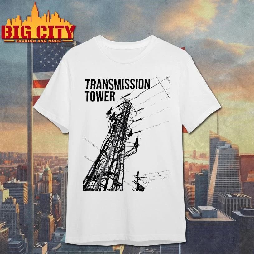Industrial Electrical Art Transmission Tower White Shirt