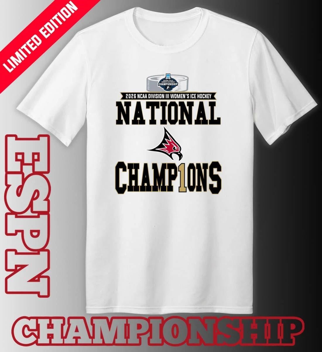 UW-River Falls Falcons 2026 NCAA DIII Women’s Ice Hockey National Champions Locker Room T-Shirt
