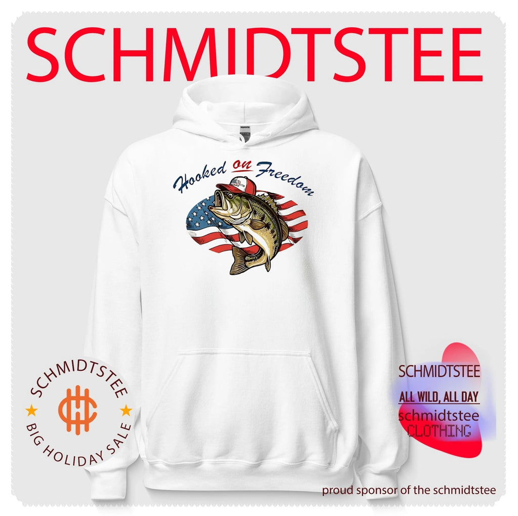 Hooked on freedom fish with America flag shirt