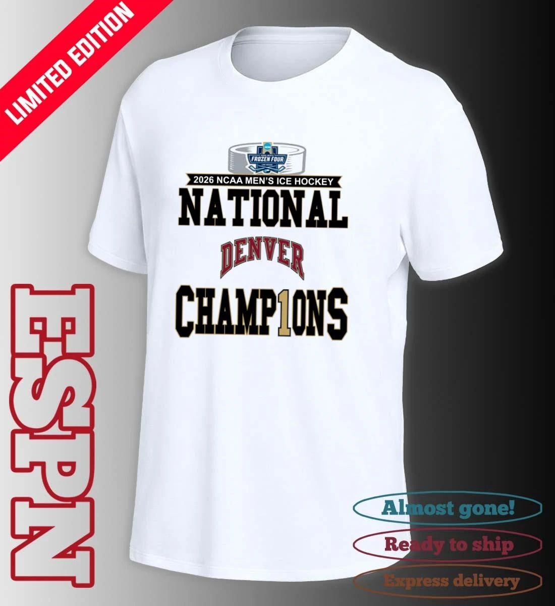 Denver Pioneers 2026 NCAA Frozen Four Men’s Ice Hockey National Champions Locker Room T-Shirt