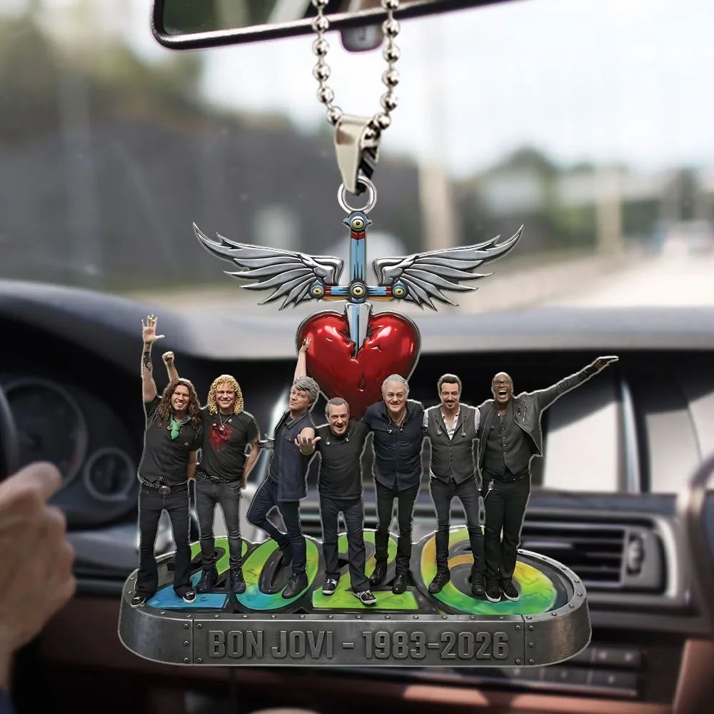 Bon Jovi 1983-2026 Heart and Dagger Car Hanging Ornament