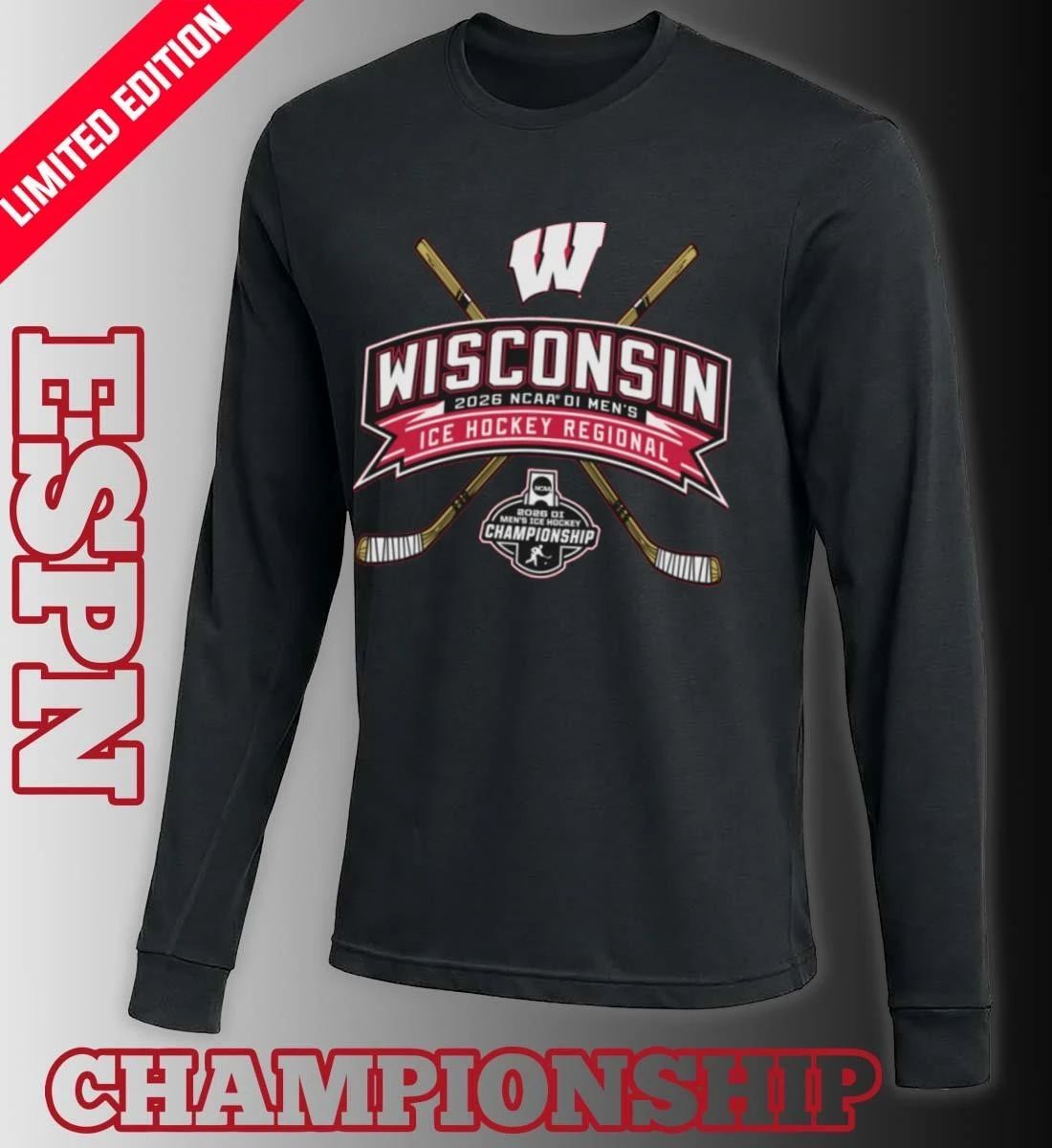 Wisconsin Badgers 2026 NCAA DI Men’s Ice Hockey Regionals T-Shirt