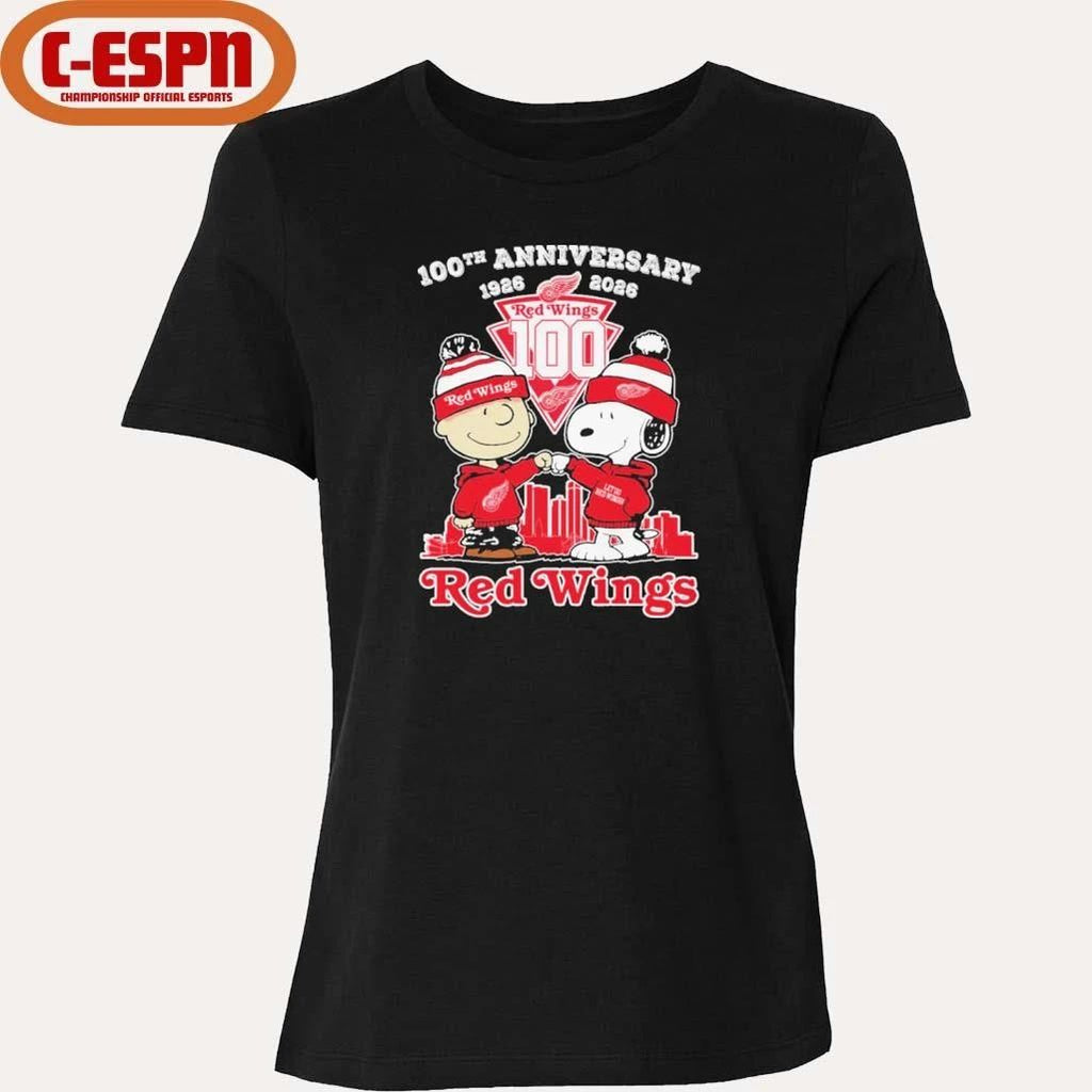 The Peanuts Fist Bump X Detroit Red Wings 100th Anniversary 1926-2026 Shirt