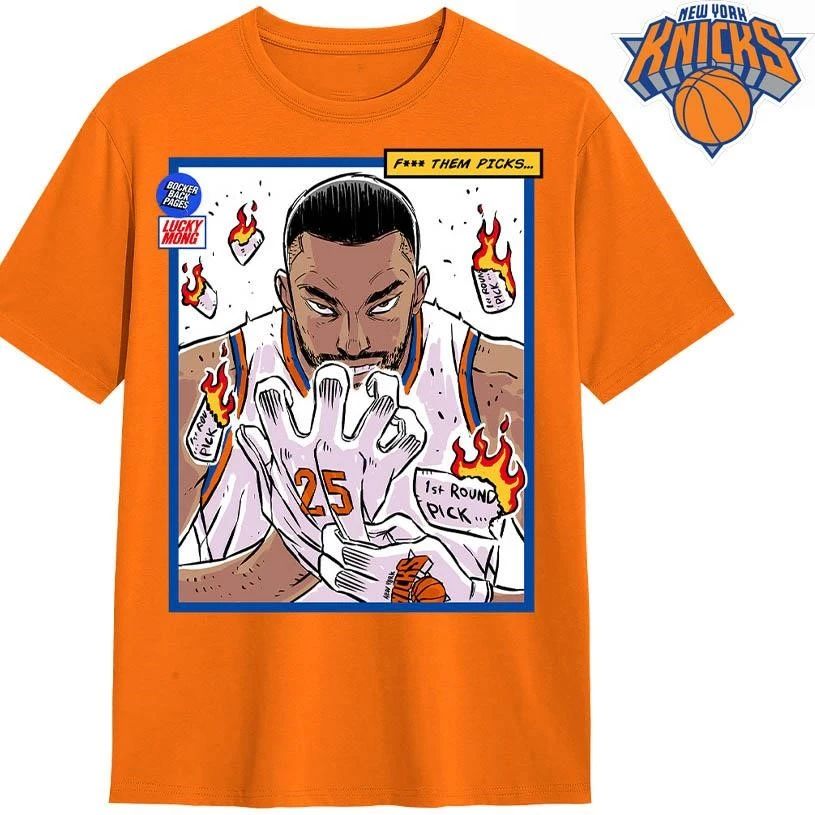 ew York Knicks Champions NBA 2026 Mikal Bridges F Them Picks Anime Comic Style Tee Shirt