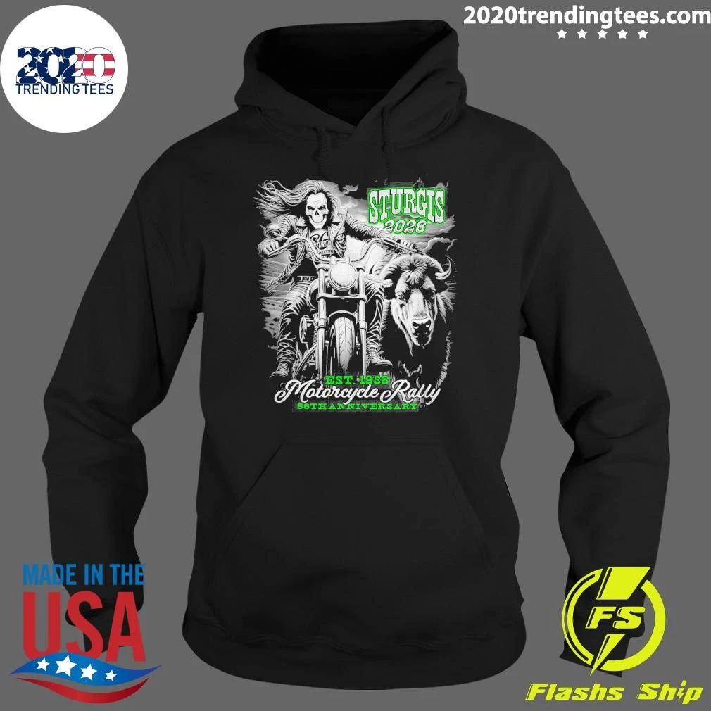 Men’s Sturgis 2026 Motorcycle Rally Skull 86th Anniversary EST 1938 Shirt