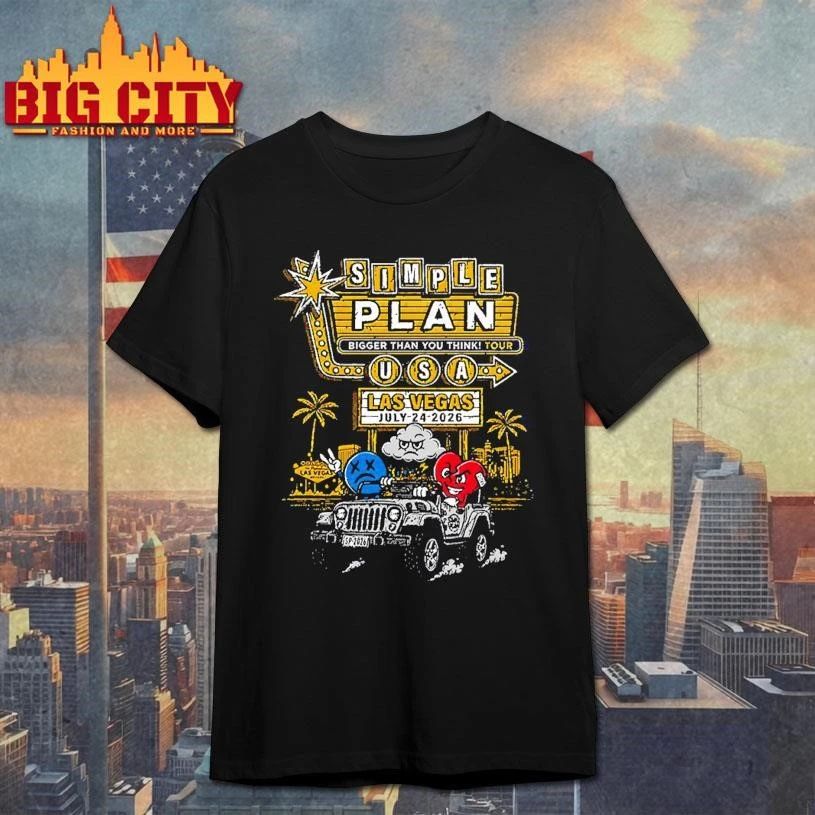 Simple Plan Las Vegas 2026 City Tee Exclusive Merch At Pearl Graphic Shirt